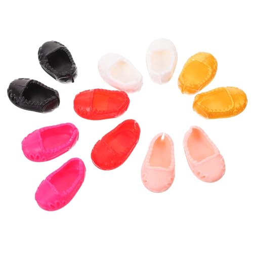 HANABASS 6 Paare Schuhe puppenschuhe kinderspielzeug Puppen Klamotten puppenhauszubehör dollhaus Miniatur Schuhe für Puppen Kleiner Schuhschmuck Mini-Hausschuhe Mini-Schuhe Plastik von HANABASS