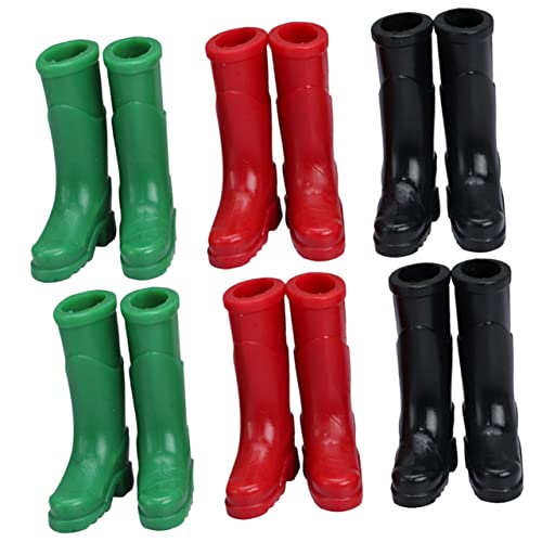 HANABASS 6 Paare Stiefel Simulieren Regen Miniatur Schuhe Kleines Schuhmodell Kleines Hauszubehör Puppenhauszubehör Mini-Boot-Modelle Puppenstiefel Plastik von HANABASS
