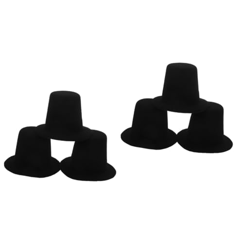 HANABASS 6 Stck. Teiliges Mini Hüte für DIY Bastelset Kleine Partyhüte Puppenzubehör Leicht und Strapazierfähig Schwarzes Design für Puppen und Kuscheltiere von HANABASS