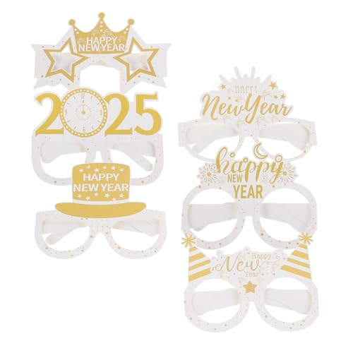 HANABASS 6 Stück 2025 Party Dekorationsgläser Happy New Year Party Brillen Happy New Year Photo Booth Requisiten Silvester Brillen Happy New Year Brillen Brillengestelle Weißes HANABASS 6 Stück 2025 Party Dekorationsgläser Happy New Year Party Brillen Happy New Year Photo Booth Requisiten Silvester Brillen Happy New Year Brillen Brillengestelle Weißes von HANABASS