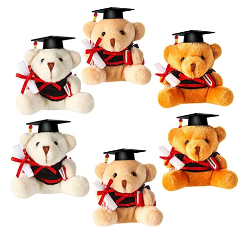 HANABASS 6 Stück Abschlussbärenpuppe plüschbär Abschluss-Plüsch-Schlüsselanhänger gefüllter Bär Plüsch Dekoration Flauschiger Schlüsselanhänger Plüsch Bär Puppe Anhänger Schlüsselanhänger von HANABASS