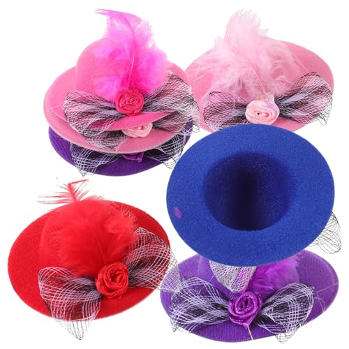 HANABASS 6 Stück -Dressinghut Rosa Puppe Zubehör Mini-Miniatur-Hut Dolls Fancy Hut Bunte Partyhüte Mini -Tee -Party -Hüte für Mädchen Mini-Teeparty-Hüte Stoff von HANABASS