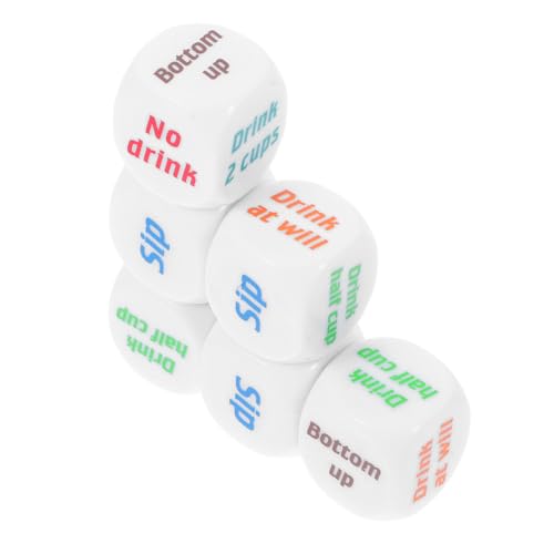 HANABASS 6 Stück Englische Sechsseitige Würfel Mahjong-würfel Würfelspiel Für Betrunkene Partys Würfelspiel Für Junggeselle Würfelspiel Trinken Schwere Würfel Acryl von HANABASS