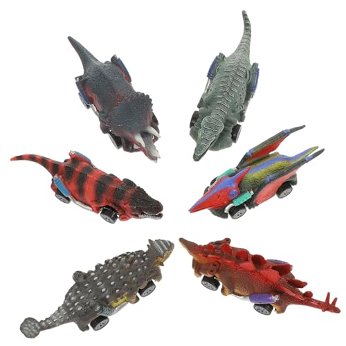 HANABASS 6 Stück Fahrzeuge zurückdrängen Dinosaur Pull Back Car Present Car Toy and Realistic Toy Dinosaurierspielzeug für 3-5 Dinosaurierspielzeug Plastik von HANABASS