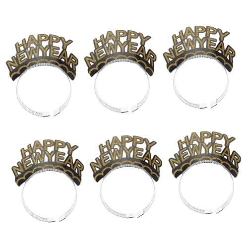 HANABASS 6 Stück Glitzer Happy Year Haarreifen Neujahrspartys Haaraccessoire Kreative Fotorequisiten für Festliche Anlässe Leichtes Material für Feiern und Zusammenkünfte von HANABASS