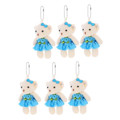 HANABASS 6 Stück Hochzeitsbär- Mini-Bären- Hängendes Mini-Bär- hängendes Bärenspielzeug hängende kleine Bären tragbare Bärenfiguren Stoff Blue von HANABASS