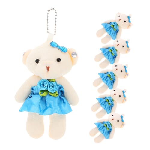 HANABASS 6 Stück Hochzeitsbär- Winziges Bärendekor hängende Mini-Bärenfiguren DIY Bärendekor Mini-Bärenfiguren Cartoon-Bär-Puppe Bärenpuppe mini Stoff Blue von HANABASS