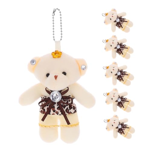 HANABASS 6 Stück Hochzeitsbär- ausgestopfter Kleiner Bär kleine Bären Bärenverzierung tragbare Bärenfiguren Cartoon-Puppe kleine Bärenpuppe Plüsch Dark Brown von HANABASS