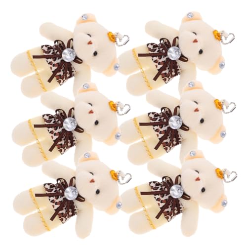 HANABASS 6 Stück Hochzeitsbär- kleine Bären Hängendes Mini-Bär- Bärenspielzeug für DIY-Schlüsselanhänger Bär Puppe Mini-Bären- Plüsch Brown von HANABASS