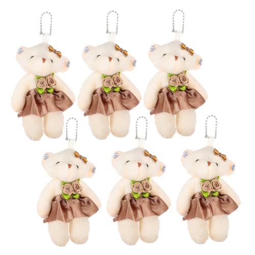 HANABASS 6 Stück Hochzeitsbär- schlüsselanhänger Spielzeuge schlüsselhalter entzückender Bärenanhänger kleine Bären kleines Bärenspielzeug Stoff Light Brown von HANABASS