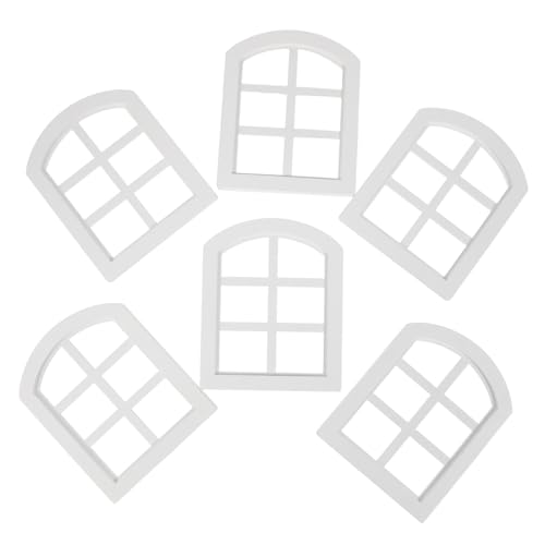 HANABASS 6 Stück Maßstab Stabile Kleine Fenster für DIY Bastelprojekte Authentische Puppenhausmöbel mit Eleganter Handwerkskunst von HANABASS