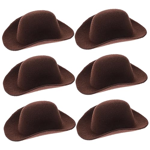 HANABASS 6 Stück Mini Cowboy Hat Accessoires Mini-hüte Kleine Hüte Kleine Hütchen Zum Basteln Mini-puppenmütze Kleiner Hut Puppenhutzubehör Mini-Hut Stoff Light Brown von HANABASS