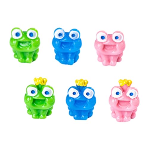 HANABASS 6 Stück Mini Kronfrosch Ornament Künstlicher Frosch Gartenfrosch Puppenhaus Miniaturen Froschfigur Winziger Frosch Mini Frosch Frösche Frosch Kuchenaufsatz Miniatur von HANABASS