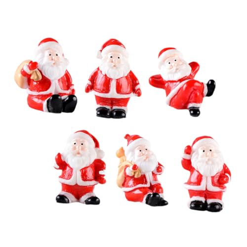 HANABASS 6 Stück Mini Schneemann Figuren Weihnachtsmann Deko Detailreiche Weihnachtsdeko Miniaturen für Tischregal Kompakte Winter Szene Weihnachtsornamente Vielseitige Festtagsdekoration von HANABASS