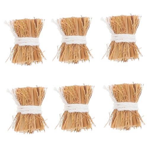 HANABASS 6 Stück Miniatur -Gras -brennholz -stapelmodell Puppenhaus Heuhaufen Ornament Miniatur-heuballen Mini-heuhaufen-Dekorationen Sandtisch Selber Machen Mini-heu-heu Khaki von HANABASS