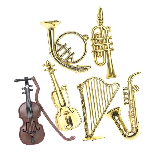 HANABASS 6 Stück Miniatur Musikinstrumente Set für Puppenhaus Teiliges Sicher und Langlebig für Kreative Puppenhausgestaltung von HANABASS