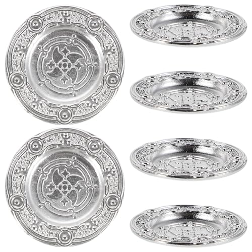 HANABASS 6 Stück Puppenhausplatte Mini- -miniaturteller Winziges Tablettmodell Kleines Schüsselmodell Mini-speiseteller Kleine Teller Puppentablett Silver Legierung HANABASS 6 Stück Puppenhausplatte Mini- -miniaturteller Winziges Tablettmodell Kleines Schüsselmodell Mini-speiseteller Kleine Teller Puppentablett Silver Legierung von HANABASS