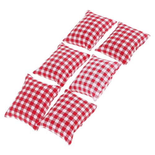 HANABASS 6 Stück Puppenkissen Mädchen Winziges Accessoire Minikissen Spitzendekoration Miniaturen 112 Puppenhaus Dekorative Fake Prop Puppenhaus Kissen Modell Kleine Kissen Kissen Stoff von HANABASS