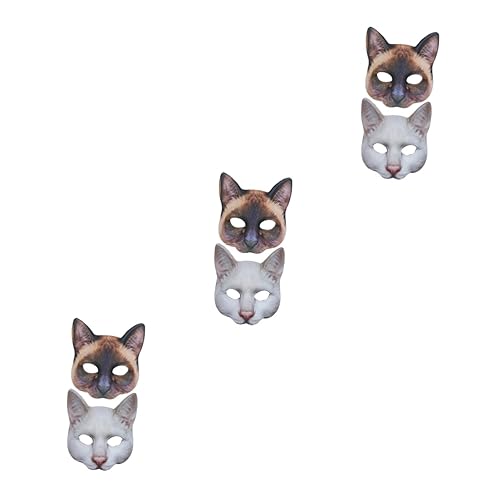 HANABASS 6 Stück Realistische Katzenmasken Teiliges Material Unisex Kostüm Party Halloween Cosplay Weiße und Siamkatze Tiergesichtsmasken für Karneval und Themenfeiern HANABASS 6 Stück Realistische Katzenmasken Teiliges Material Unisex Kostüm Party Halloween Cosplay Weiße und Siamkatze Tiergesichtsmasken für Karneval und Themenfeiern von HANABASS