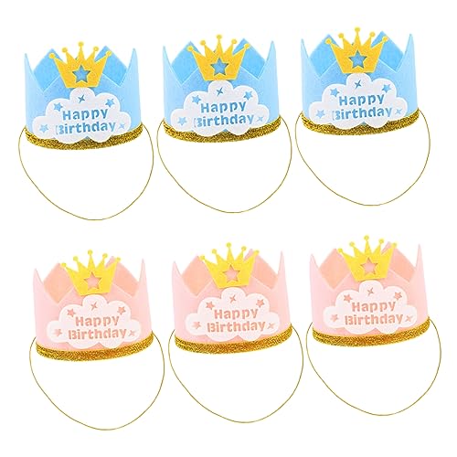 HANABASS 6 Stück Teiliges Bunte Geburtstags Partyhüte aus Filz Niedliche DIY Geburtstagsmützen für Kindergeburtstag Blaue Wolken und Rosa Wolken Kreative Geburtstagsdeko für Mädchen und von HANABASS