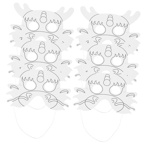 HANABASS 6 Stück Teiliges DIY Papiermasken Weiß zum Bemalen Leere Maske für Karneval Geburtstag Party Kreative Bastelmasken für und Cosplay mit Elastischem Band von HANABASS