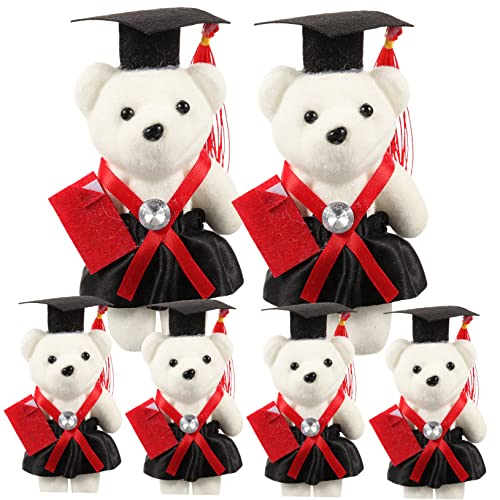 HANABASS 6 Stück Teiliges Doktorandenbären Bouquet aus Hochwertigen Materialien Schwarz Rot Mehrzweck Dekoration für Absolventen DIY Bouquets von HANABASS