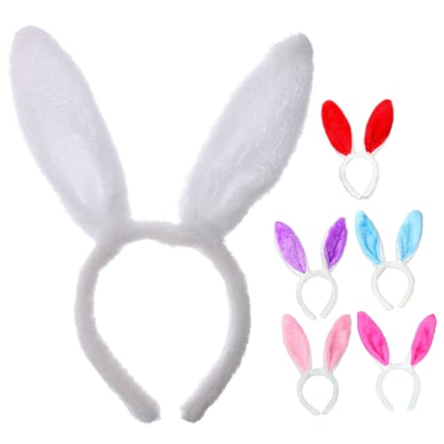 HANABASS 6 Stück Teiliges Hasenohren Haarband für Mädchen Plüsch Kopfschmuck für Ostern Cosplay Partys Leicht und Sicher Perfektes Accessoire für Kreative Fotos von HANABASS