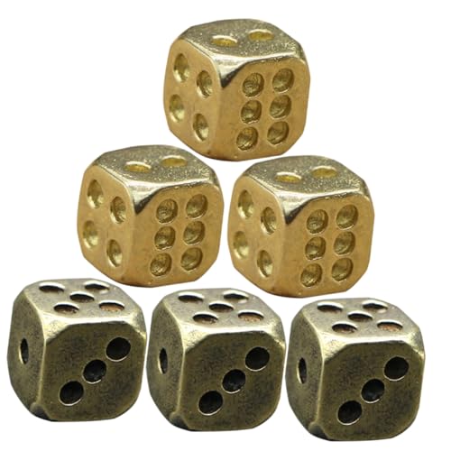 HANABASS 6 Stück Teiliges Kupferwürfel Retro Design Mehrseitige Würfel für Bar Spiele und Rollenspiel Party Zubehör Langlebig und Ästhetisch von HANABASS