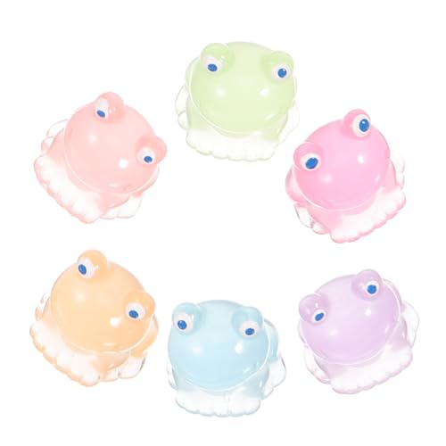 HANABASS 6 Stück Teiliges Leuchtende Resin Frosch Figuren Bunte Nachtlichter Niedliche Miniatur Deko für Büro Schreibtisch Garten Landschaft Wohnzimmer von HANABASS