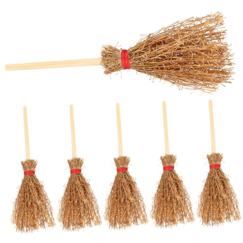 HANABASS 6 Stück Teiliges Mini Besen Miniatur Besen Dekorationen Realistisches Puppenhaus Zubehör DIY Bastelmodell für Szenenlayout von HANABASS