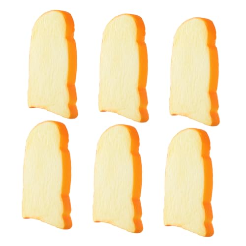 HANABASS 6 Stück Teiliges Realistisches Fake Brot Toastscheiben Deko aus Robustem Pu-Material für Hochzeit Fensterdeko Küchen Party Bakery Requisiten von HANABASS
