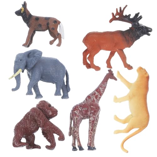 HANABASS 6 Stück Teiliges Wildtierfiguren Hochwertigem Realistische Miniatur Dekoration für Kinderzimmer Wohnzimmer und Garten als Lernspielzeug und Deko tierfiguren für Kleinkinder von HANABASS