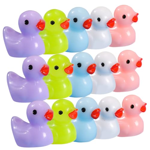 HANABASS 60 Stück Mini Enten Puppenhaus Zubehör Kleine Deko Figuren Streich Entchen Gartentiere Bunte Miniaturfiguren Süße Weiche Kleine Minifiguren Zum Verzieren Mit Wenig Harz von HANABASS