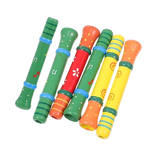 HANABASS 6Stücke Holzpfeife Kreative Musikinstrumente für Cartoon Trompete Sicheres und Langlebiges Holzspielzeug für Partys Spiele und Farblich Zufällig von HANABASS