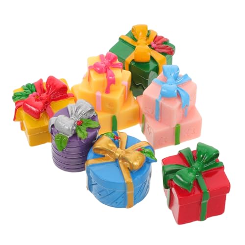 HANABASS 7 Stück Teiliges Miniatur Farbigem Langlebigem Resin Handgefertigte Miniatur-geschenkboxen für Puppenhaus Vielseitige Deko für Baum Tisch und DIY Bastelprojekte von HANABASS