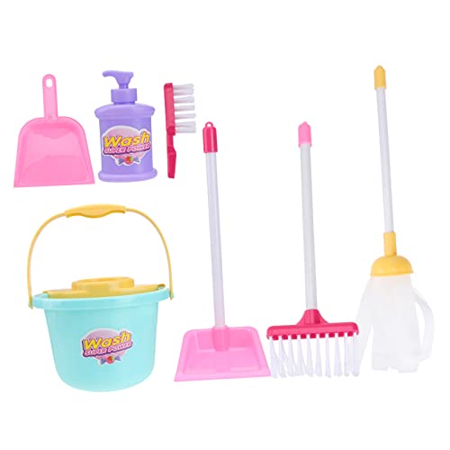 HANABASS 7 Stück Teiliges Reinigungsspielzeug Set für Rollenspielspielzeug mit Besen Mop und Kehrschaufel Spaßige Haushaltsspielzeuge für Mädchen und Jungen zum Nachahmen Zufällige Farbe von HANABASS