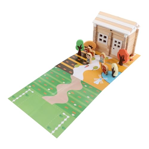 HANABASS 75Stücke Teiliges Holzmodell Puppenhaus für Kreative DIY Bausteine mit Luban Struktur Fördert Frühkindliches Lernen und Fantasievolles von HANABASS