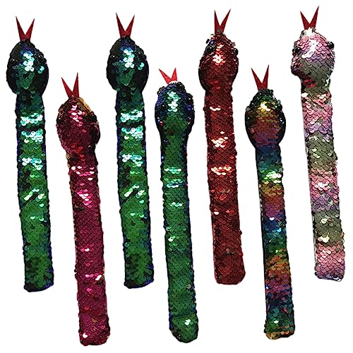 HANABASS 7Stücke Slap Armbänder Schlangenform mit Pailletten Entzückende Slap Bands für Geburtstagsfeiern Dschungelpartys und Halloween Mottopartys für Erwachsene von HANABASS