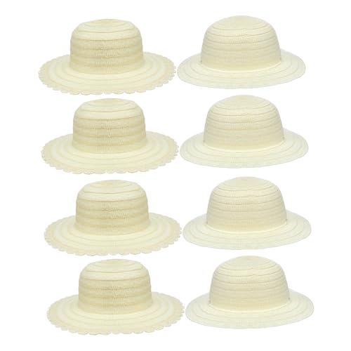 HANABASS 8 Stück Basteln mit Strohhüten für klein schmucklos Rand dein Sonne strohhüte für basteln für DIY Bastelset DIY-Hüte strohhut bemalen Naturrasen Weiß von HANABASS