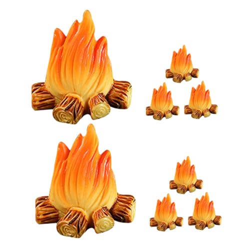 HANABASS 8 Stück Feuerdekorationsornamente Miniatur Landschaftsdekorationen Puppe Fälschung gefälscht für gartenzubehör Feuerschalen Dekoration Feuermodell Lagerfeuer aus Kunstharz Mikro von HANABASS