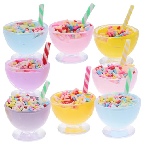 HANABASS 8 Stück Mini- Miniatur Creme Puppenhausdekoration Eisdiele Dollhouse Dekorationen Mini-Puppenhauszubehör kleines Eismodell Puppenhaus-Szenerie-Requisiten Modell Harz von HANABASS