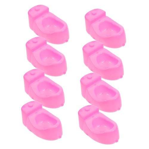 HANABASS 8 Stück Puppen-Toilettenspielzeug kinderzimmer kinderspielzeug tapete für Badezimmer spilzeug Toys Teen Lätzchen für Babypuppen Puppenhaus Mini-Toilette Plastik Rosa von HANABASS