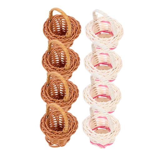HANABASS 8 Stück Teiliges Mini Geflochtenes Körbchen mit Henkel Kleiner Handgewebter Aufbewahrungskorb in Kaffee und Weiß Leichter Tragbarer Korb für Dekoration Fotorequisiten und HANABASS 8 Stück Teiliges Mini Geflochtenes Körbchen mit Henkel Kleiner Handgewebter Aufbewahrungskorb in Kaffee und Weiß Leichter Tragbarer Korb für Dekoration Fotorequisiten und von HANABASS