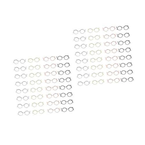 HANABASS 80 Stck. Teiliges Miniatur Brillenset für Puppen Metallrahmen in Gold Silber Roségold Schwarz Leichte Stabile Mini Sonnenbrillen für DIY Basteln Puppenzubehör Dekorative Eyewear von HANABASS
