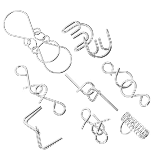 HANABASS 8Stücke Teiliges Metallhirn Puzzle Set Traditionelle Freischaltspiele für Fördert Logisches und Problemlösungsfähigkeiten Geschicklichkeitsspiel Ab Jahren von HANABASS