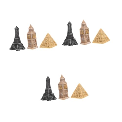 HANABASS 9 Stck. Miniatur Weltbekannte Bauwerke Teilig mit Ägyptischer Statue Kleiner Eiffelturm und Detailreiche Dekoration für Zuhause Stilvolle Szene Zubehör von HANABASS