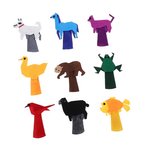 HANABASS 9 Stück Cartoon Animal Puppet Weiche Fingerpuppen Realistische Filzpuppe Fingerpuppenfamilie Filztierhandpuppen Fingerpuppen Für Kleinkinder Fingerpuppen Ausgestopft Gefühlt von HANABASS