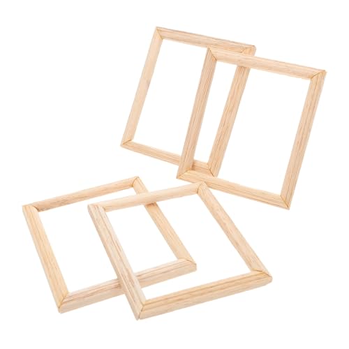 HANABASS 9 Stück Maßstab Leichte Vintage Bilderrahmen für Puppenhaus Dekoration DIY Holzrahmen Zubehör für Bastelprojekte und Puppenmöbel von HANABASS