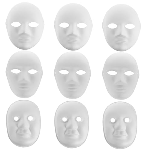 HANABASS 9 Stück Teiliges DIY Unbemalte Maske Handbemalbare Papiermasken für Karneval Halloween Cosplay und Partys Männlich Weiblich HANABASS 9 Stück Teiliges DIY Unbemalte Maske Handbemalbare Papiermasken für Karneval Halloween Cosplay und Partys Männlich Weiblich von HANABASS