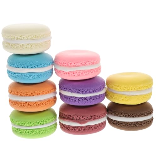 HANABASS 9 Stück Teiliges Macaron Deko Künstliche Dessertmodelle Realistische Macaron Nachbildung Farbige Simulation Tortendeko Hochzeit Taufe Party Fotografie Requisiten von HANABASS